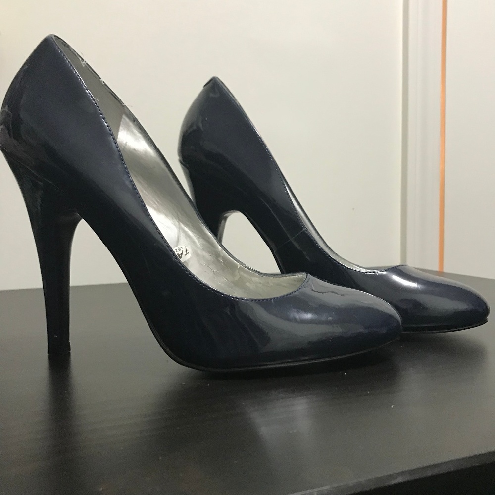 Navy Blue Patent Leather Pumps 4.5 inch Pumps